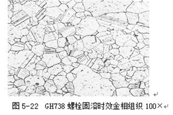 圖5-22 GH738螺栓固溶時效金相組織100&times;