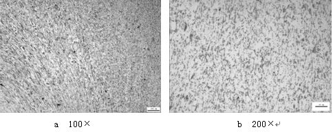ML16CrSiNi長托板螺母未熱處理的金相組織，可見變形痕跡