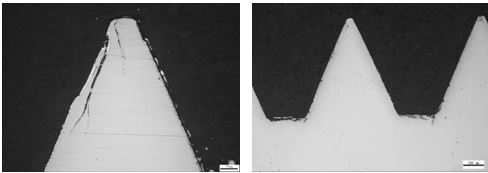 螺紋牙側(cè)和牙頂折疊50&times; 圖8-51 螺紋的牙底折疊50&times;